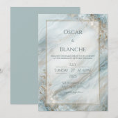 Sage Seafoam Gold Foil Marble Wedding Einladung (Vorne/Hinten)