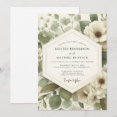 Sage Serene Anemone Wedding Einladung (Vorne/Hinten)