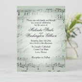 Sage Sheet Music Wedding Thema Einladung (Stehend Vorderseite)