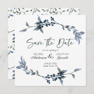 Sage Silver Green Elegante Floral Save the Date