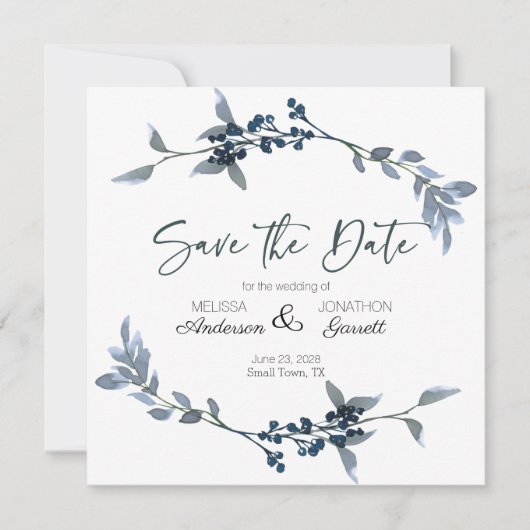 Sage Silver Green Elegante Floral Save the Date (Vorderseite)