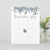Sage Silver Green Floral Brautparty Bingo (Stehend Vorderseite)