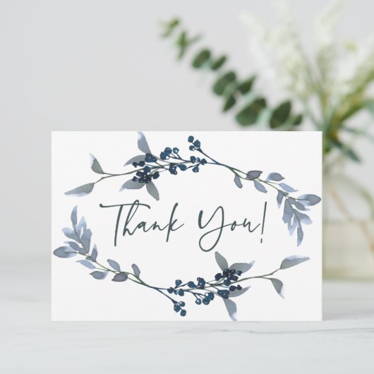 Sage Silver Green Floral Elegant Danke Karte (Stehend Vorderseite)