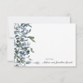 Sage Silver Green Floral Elegant Danke Karte (Rückseite)