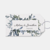 Sage Silver Green Floral Hochzeitsmarken Geschenkanhänger (Vorderseite (Horizontal))