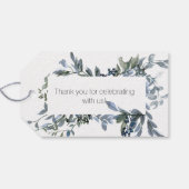 Sage Silver Green Floral Hochzeitsmarken Geschenkanhänger (Rückseite Horizontal)