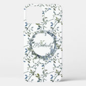 Sage Silver Green Floral Monogram Name Case-Mate iPhone Hülle (Rückseite)