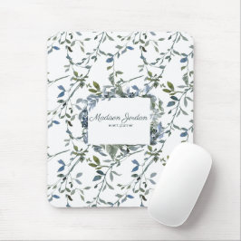 Sage Silver Green Floral Mousepad