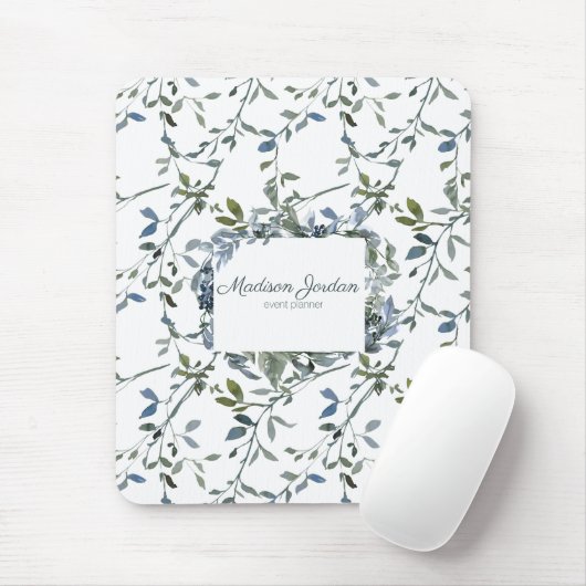 Sage Silver Green Floral Mousepad (Mit Mouse)