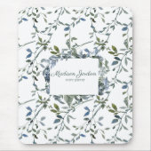 Sage Silver Green Floral Mousepad (Vorne)