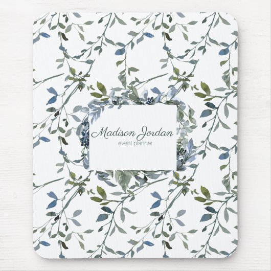 Sage Silver Green Floral Mousepad (Vorne)