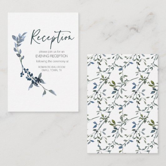 Sage Silver Green Floral Wedding Card Begleitkarte (Vorne/Hinten)