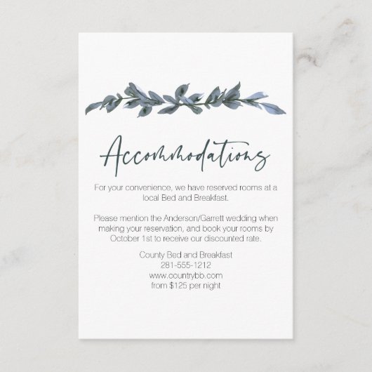 Sage Silver Green Floral Wedding Card Begleitkarte (Vorderseite)