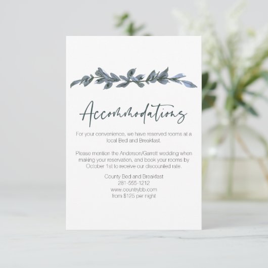 Sage Silver Green Floral Wedding Card Begleitkarte (Stehend Vorderseite)