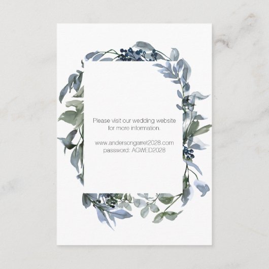 Sage Silver Green Floral Wedding Card Begleitkarte (Rückseite)