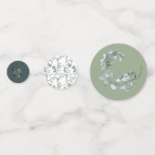 Sage Silver Green Floral Wedding Confetti Konfetti (Rückseiten)
