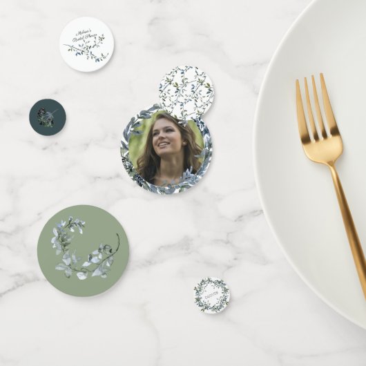 Sage Silver Green Floral Wedding Confetti Konfetti (Gruppe)