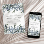 Sage Silver Green Floral Wedding Einladung