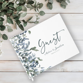 Sage Silver Green Floral Wedding Guest Book Gästebuch