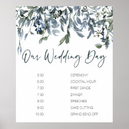 Sage Silver Green Floral Wedding Plan Poster