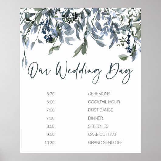 Sage Silver Green Floral Wedding Plan Poster (Vorne)