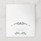 Sage Silver Green Floral Wedding Platzkarte (Außenseite Aufgefaltet)