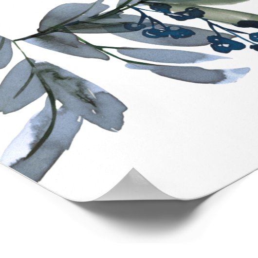 Sage Silver Green Floral Wedding Poster (Ecke)