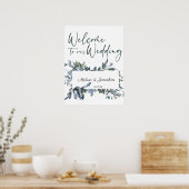 Sage Silver Green Floral Wedding Poster (Küche)