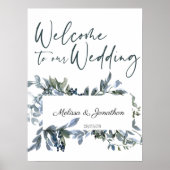 Sage Silver Green Floral Wedding Poster (Vorne)