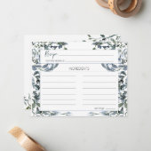 Sage Silver Green Floral Wedding Rezept Card Mitteilungskarte (Vorderseite/Rückseite Beispiel)