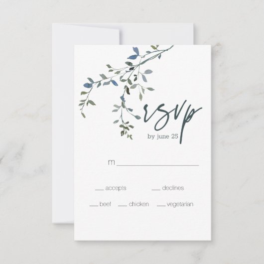 Sage Silver Green Floral Wedding RSVP Card (Vorderseite)