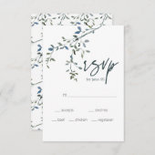Sage Silver Green Floral Wedding RSVP Card (Vorne/Hinten)