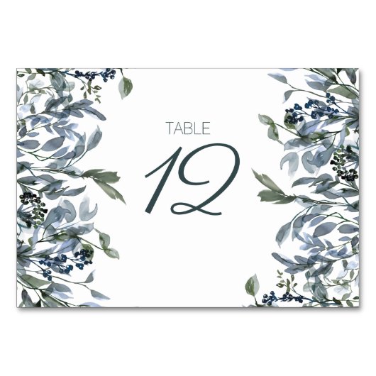 Sage Silver Green Floral Wedding Tischnummer (Rückseite)