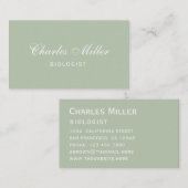 Sage Simple Modern Green White Elegante Script Visitenkarte (Vorne/Hinten)