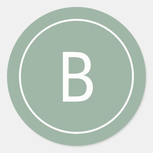 Sage Simple Modern Monogram Christmas Envelope Runder Aufkleber (Vorderseite)