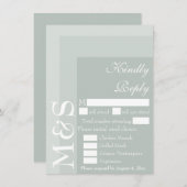 Sage Simple Modern Script Wedding RSVP Card Dankeskarte (Vorne/Hinten)