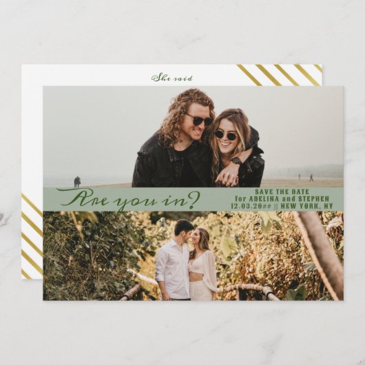 Sage Simple Script Two Foto Gallery QR CODE Save The Date (Vorne/Hinten)