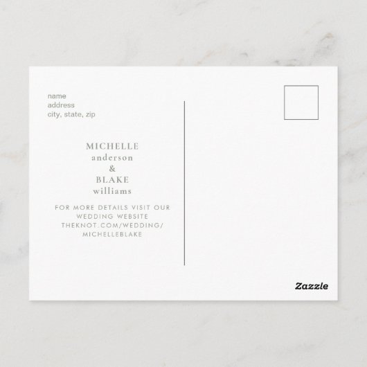 Sage Simple & Sleek Monogram Save the Date Postkarte (Rückseite)