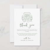 Sage Sketched Just Married Car Couples Monogram Dankeskarte (Vorderseite)