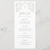Sage Sketched Vintag Geblüht Monogram Wedding Menükarte (Vorderseite)