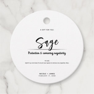 Sage Smudge Stick Minimal Moderne Hochzeit Geschenkanhänger