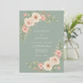Sage Soft Bloom Romance Hochzeit Einladung (Stehend Vorderseite)