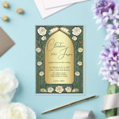 Sage Stained Glass Floral Art Nouveau Wedding  Acryleinladungen (In Situ (Hochzeit))