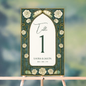 Sage Stained Glass Floral Wedding Table Number Acrylschild (Neutral)