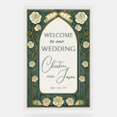 Sage Stained Glass Floral Wedding Welcome Acrylschild (Vorderseite)