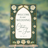 Sage Stained Glass Floral Wedding Welcome Acrylschild (Neutral)