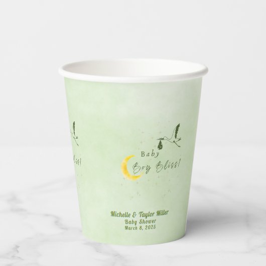 Sage Starlit Baby Boy Bliss  Pappbecher (Rückseite)