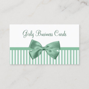 Sage Stripe Bow Boutique Visitenkarte