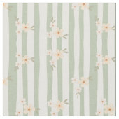 Sage Stripe Mini Floral Kammgarn-Baumwollstoff Stoff (Nahaufnahme)