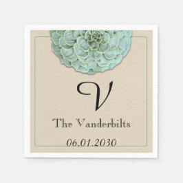 Sage Succulent Monogram Wedding Napkin Serviette